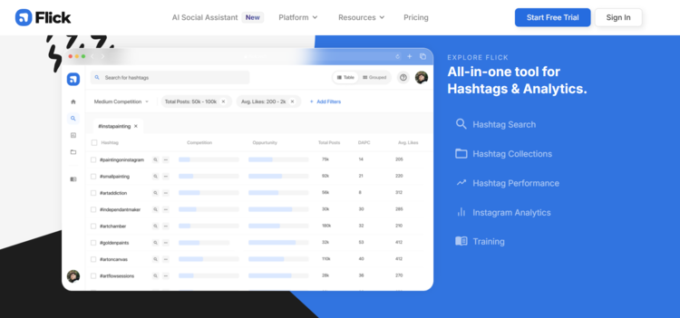 Screenshot of Flick platform homepage