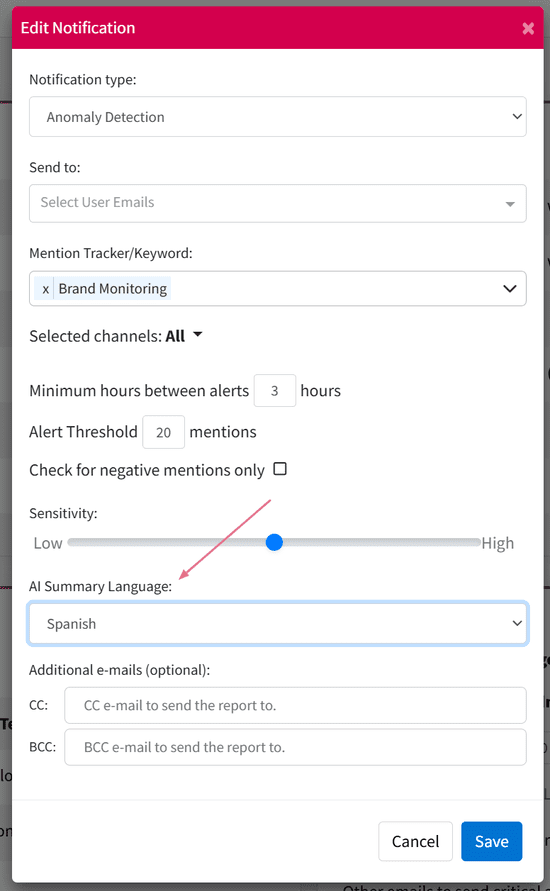 Language settings