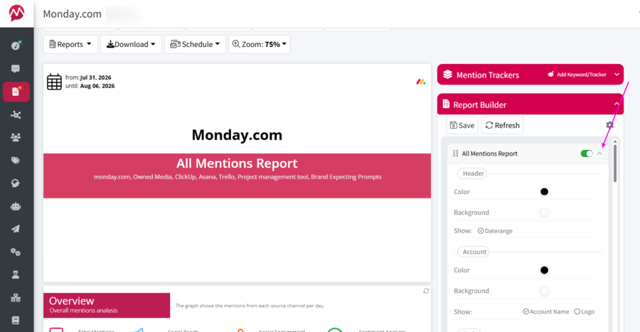 how to customize report elements
