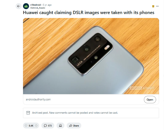 Huawei scandal on Reddit