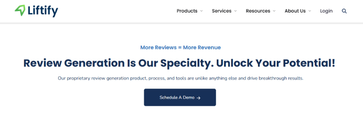 Screenshot of Liftify homepage