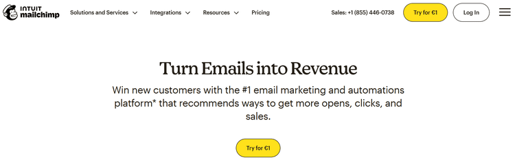Mailchimp homepage