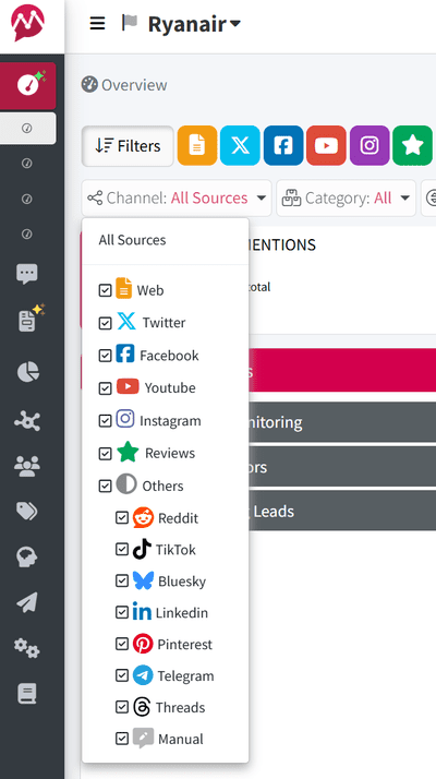 Mentionlytics data sources