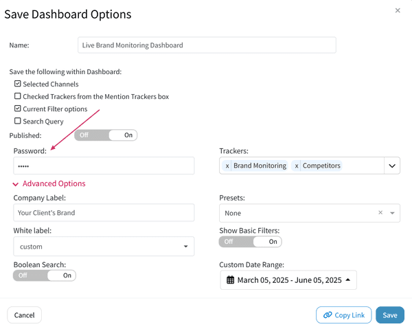 Set password option