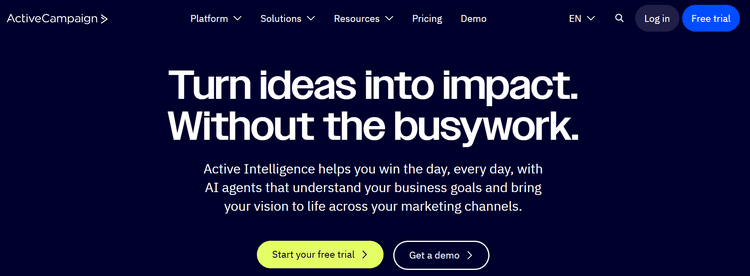 activecampaign homepage