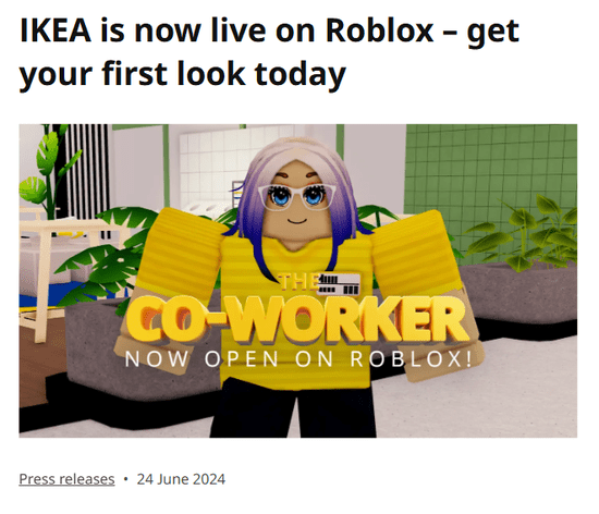 IKEA on Roblox owned media example