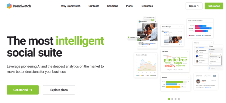 Screenshot of Brandwatch homepage