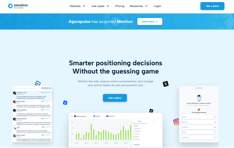 Screenshot of Mention homepage