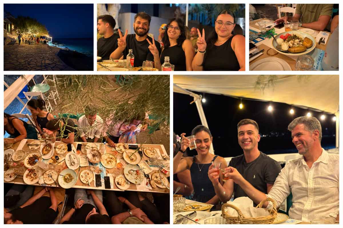 Dining at taverna with traditional cretan food