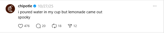 Example of Chipotle's thought fragments posts