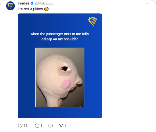 Screenshot of a Ryanair meme