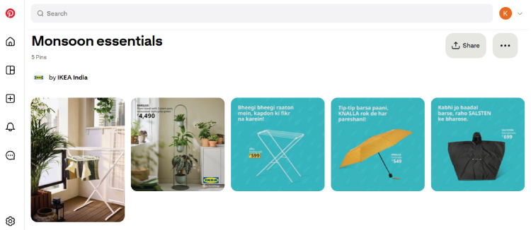 Ikea's localization posts on Pinterest