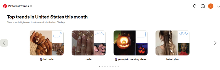 Examples of Pinterest trends in US as of December 2025