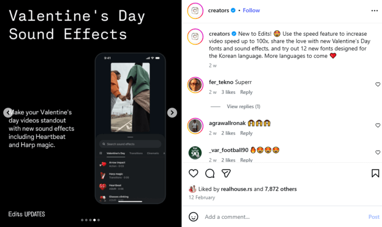 Valentine's day themed additions in Edits
