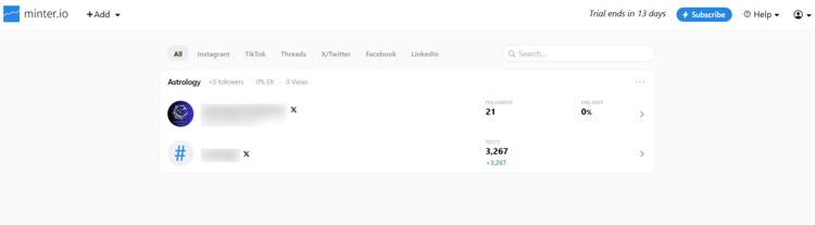 Screenshot of Minter io X analytics report