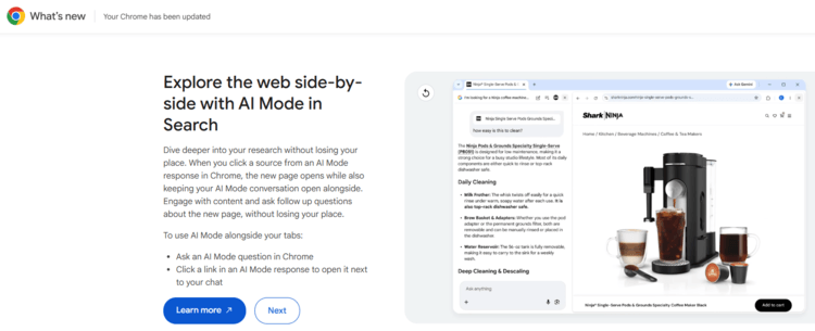 Google AI mode example recommendation