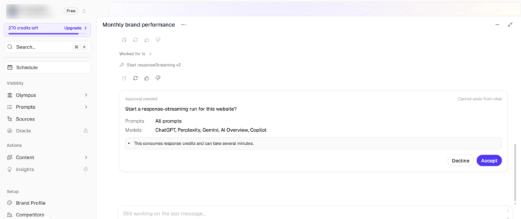 Screenshot of AthenaHQ interface