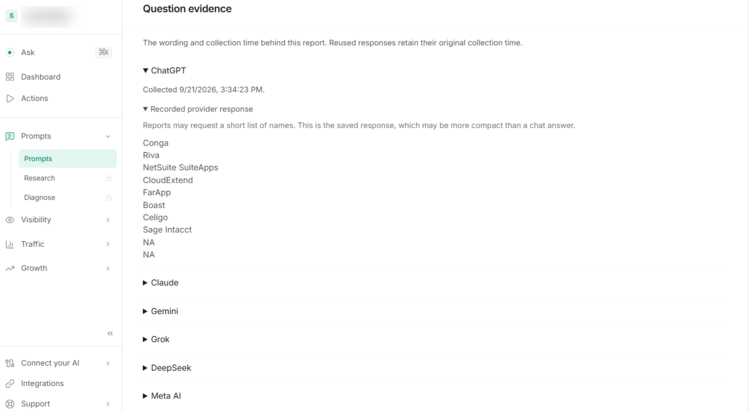 Screenshot of Trakkr interface