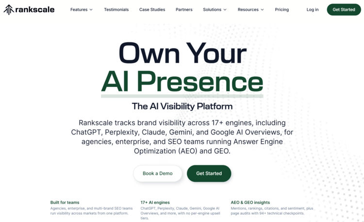 Screenshot of Rankscale homepage